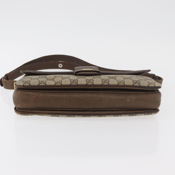 GUCCI GG Supreme Horsebit Schoudertas PVC Beige Goud 001 16 4084 Auth 175390