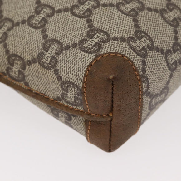 GUCCI GG Plus Supreme Shoulder Bag PVC Beige Gold Auth 175391