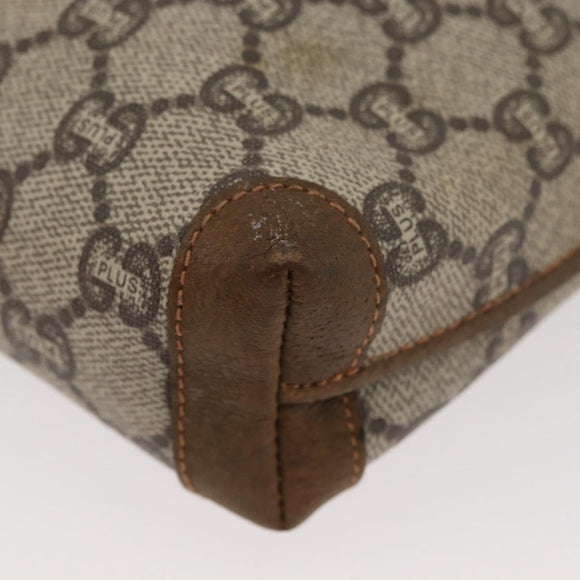 GUCCI GG Plus Supreme Shoulder Bag PVC Beige Gold Auth 175391