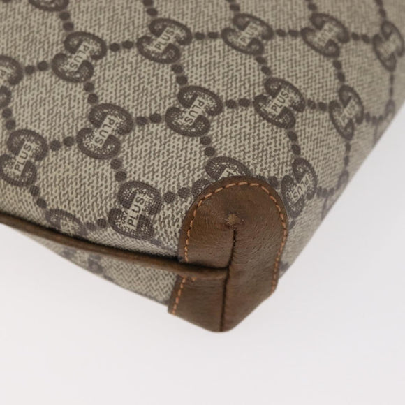 GUCCI GG Plus Supreme Shoulder Bag PVC Beige Gold Auth 175391