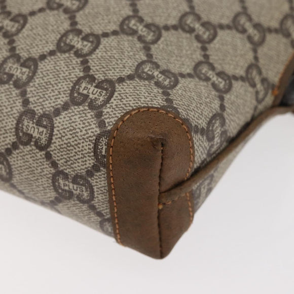 GUCCI GG Plus Supreme Shoulder Bag PVC Beige Gold Auth 175391