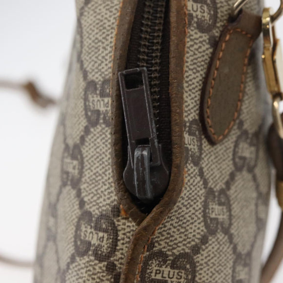 GUCCI GG Plus Supreme Shoulder Bag PVC Beige Gold Auth 175391