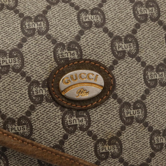 GUCCI GG Plus Supreme Shoulder Bag PVC Beige Gold Auth 175391