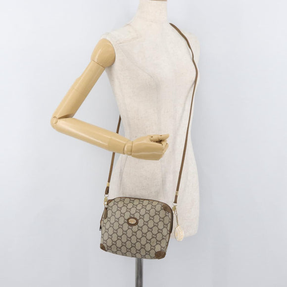 GUCCI GG Plus Supreme Shoulder Bag PVC Beige Gold Auth 175391