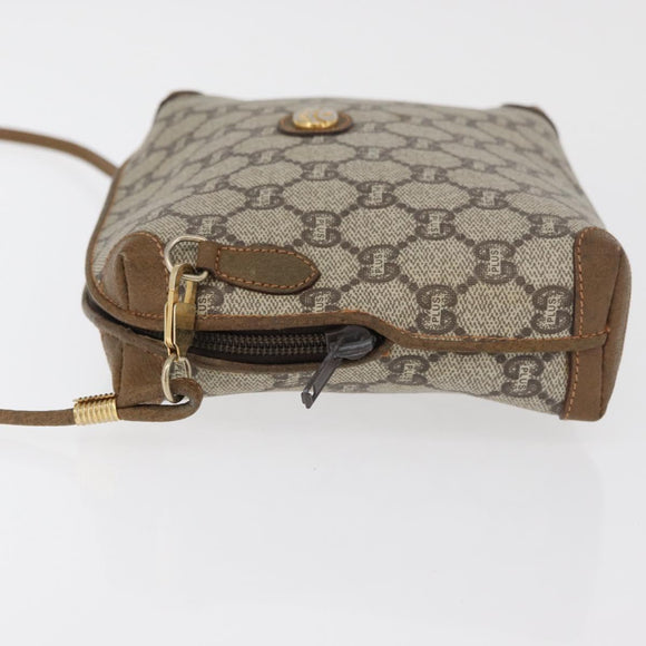 GUCCI GG Plus Supreme Shoulder Bag PVC Beige Gold Auth 175391