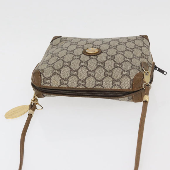 GUCCI GG Plus Supreme Shoulder Bag PVC Beige Gold Auth 175391