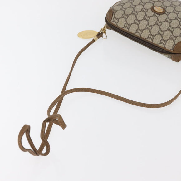 GUCCI GG Plus Supreme Shoulder Bag PVC Beige Gold Auth 175391