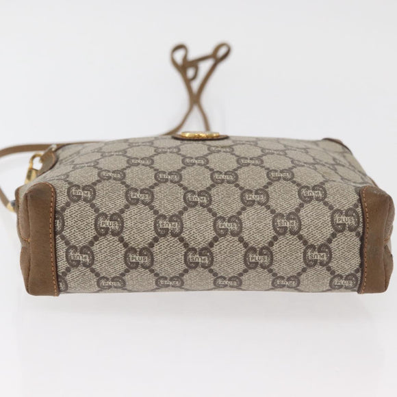 GUCCI GG Plus Supreme Shoulder Bag PVC Beige Gold Auth 175391