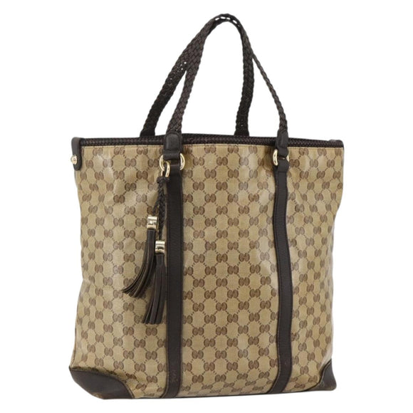 GUCCI GG Crystal Tote Bag Coated Canvas Beige Gold 336660 Auth 175392
