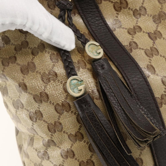 GUCCI GG Crystal Tote Bag Coated Canvas Beige Gold 336660 Auth 175392