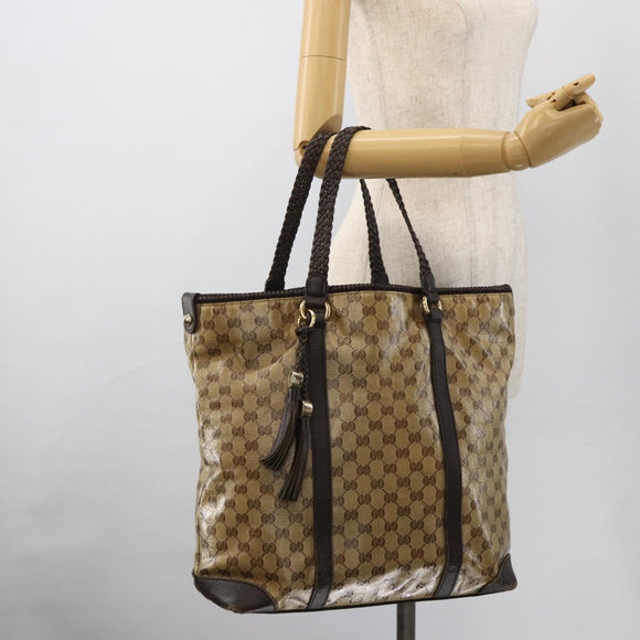 GUCCI GG Crystal Tote Bag Coated Canvas Beige Gold 336660 Auth 175392