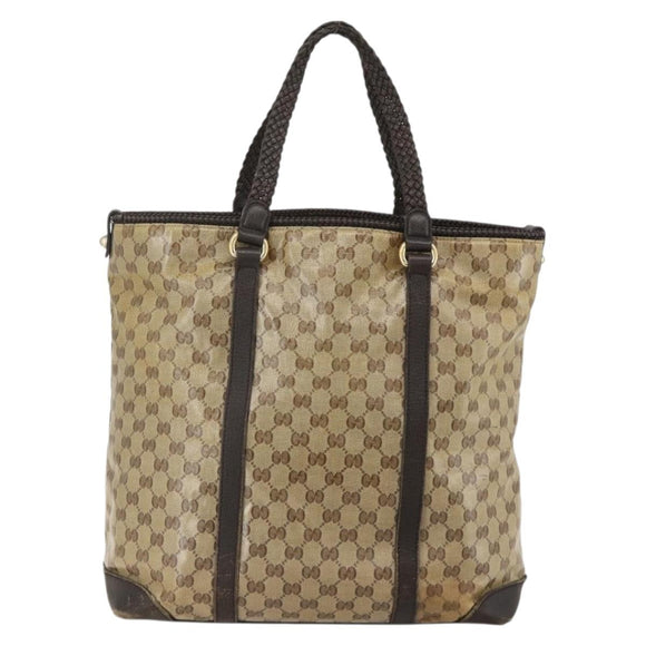 GUCCI GG Crystal Tote Bag Coated Canvas Beige Gold 336660 Auth 175392