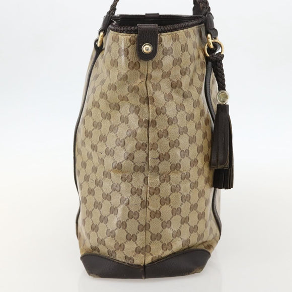 GUCCI GG Crystal Tote Bag Coated Canvas Beige Gold 336660 Auth 175392