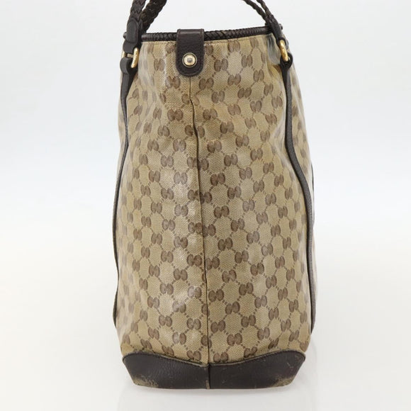 GUCCI GG Crystal Tote Bag Coated Canvas Beige Gold 336660 Auth 175392