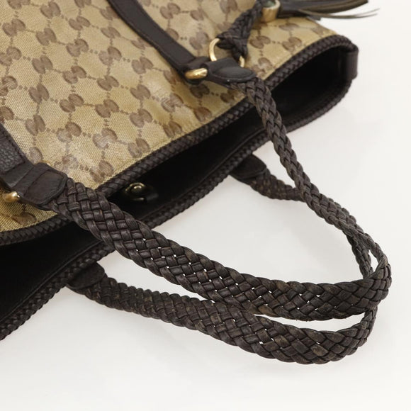 GUCCI GG Crystal Tote Bag Coated Canvas Beige Gold 336660 Auth 175392