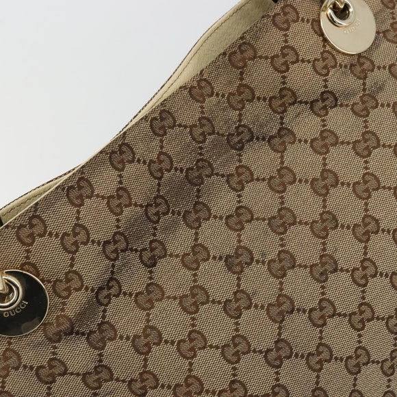 GUCCI GG Canvas Handtasche Beige Gold 121023 Auth 175393