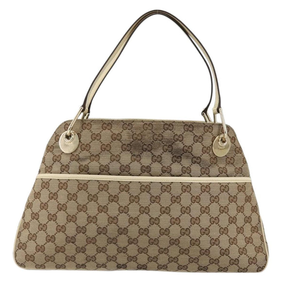 GUCCI GG Canvas Handtasche Beige Gold 121023 Auth 175393