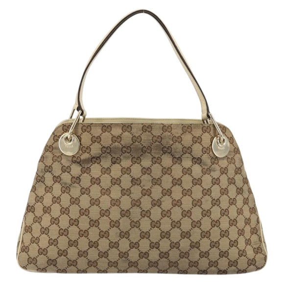 GUCCI GG Canvas Handtasche Beige Gold 121023 Auth 175393