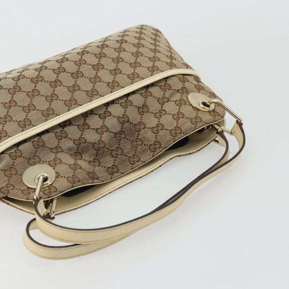 GUCCI GG Canvas Handtasche Beige Gold 121023 Auth 175393