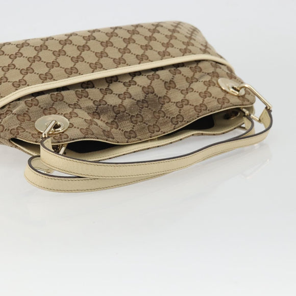 GUCCI GG Canvas Handtasche Beige Gold 121023 Auth 175393