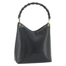 GUCCI Bamboo Shoulder Bag Leather Black Gold 001 3007 Auth 175395-1