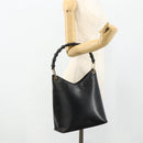 GUCCI Bamboo Shoulder Bag Leather Black Gold 001 3007 Auth 175395-22