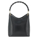 GUCCI Bamboo Shoulder Bag Leather Black Gold 001 3007 Auth 175395-2