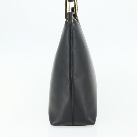 GUCCI Bamboo Shoulder Bag Leather Black Gold 001 3007 Auth 175395