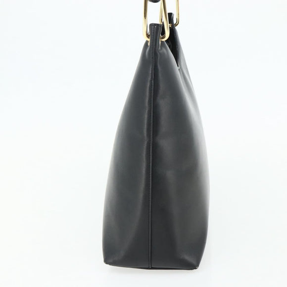 GUCCI Bamboo Shoulder Bag Leather Black Gold 001 3007 Auth 175395
