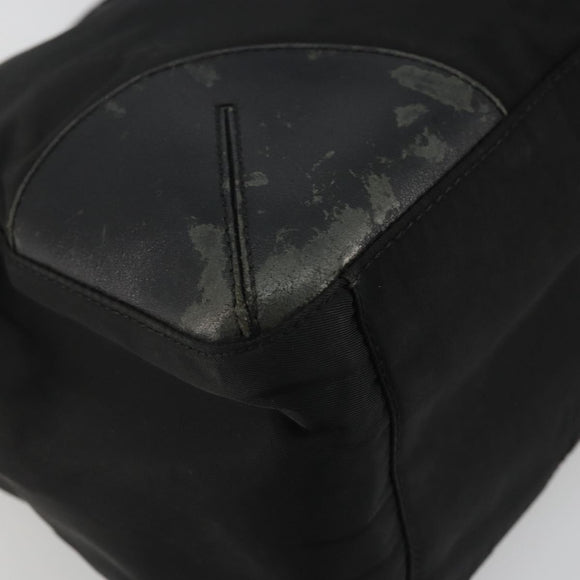 PRADA Tote Bag Nylon Black Silver Auth 175396