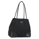 PRADA Tote Bag Nylon Black Silver Auth 175396-1