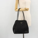 PRADA Tote Bag Nylon Black Silver Auth 175396-22