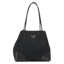 PRADA Tote Bag Nylon Black Silver Auth 175396-13