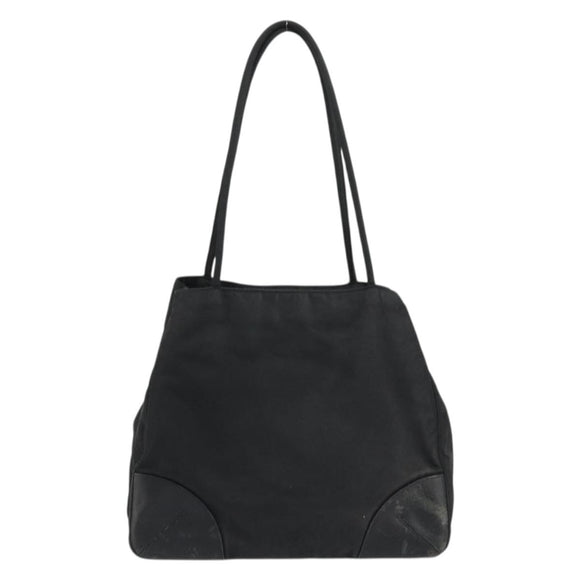 PRADA Tote Bag Nylon Black Silver Auth 175396