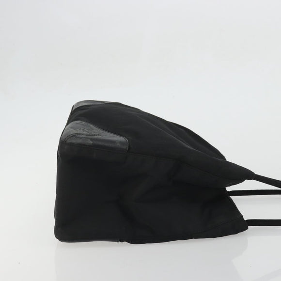 PRADA Tote Bag Nylon Black Silver Auth 175396
