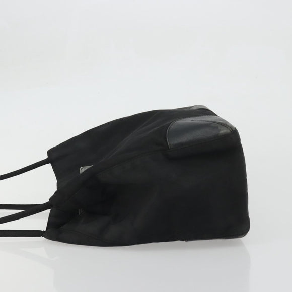 PRADA Tote Bag Nylon Black Silver Auth 175396