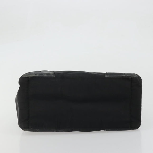 PRADA Tote Bag Nylon Black Silver Auth 175396