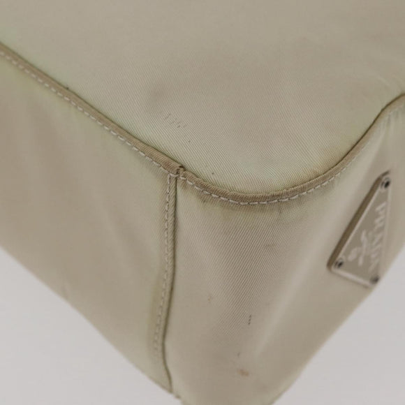 PRADA Hand Bag Nylon Ivory Silver Auth 175397