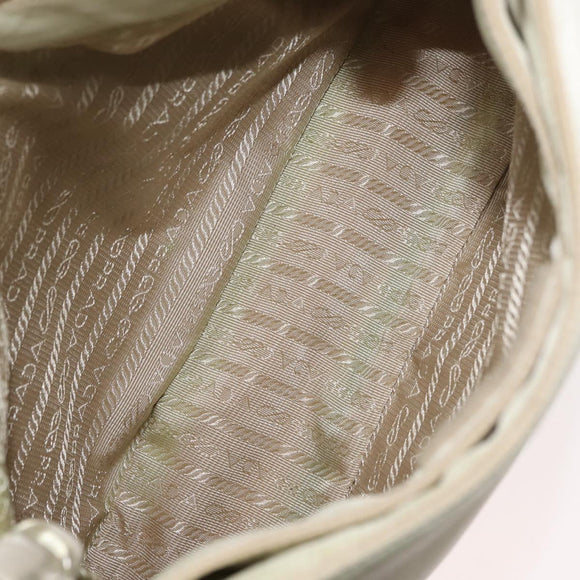 PRADA Hand Bag Nylon Ivory Silver Auth 175397