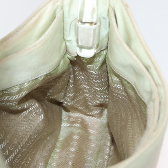 PRADA Hand Bag Nylon Ivory Silver Auth 175397
