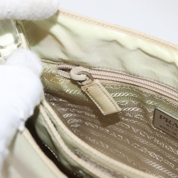 PRADA Hand Bag Nylon Ivory Silver Auth 175397