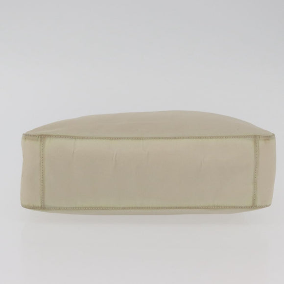 PRADA Hand Bag Nylon Ivory Silver Auth 175397