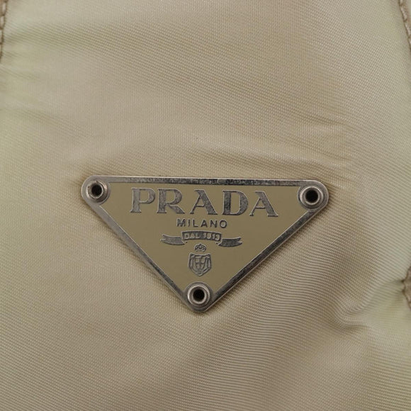 PRADA Hand Bag Nylon Ivory Silver Auth 175398