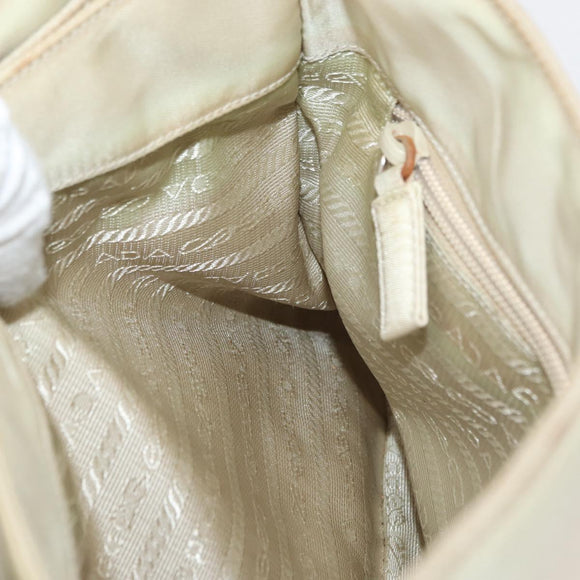 PRADA Hand Bag Nylon Ivory Silver Auth 175398
