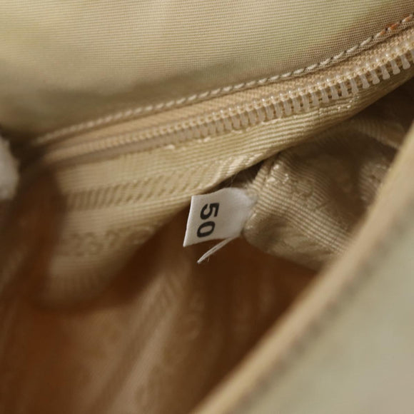 PRADA Hand Bag Nylon Ivory Silver Auth 175398
