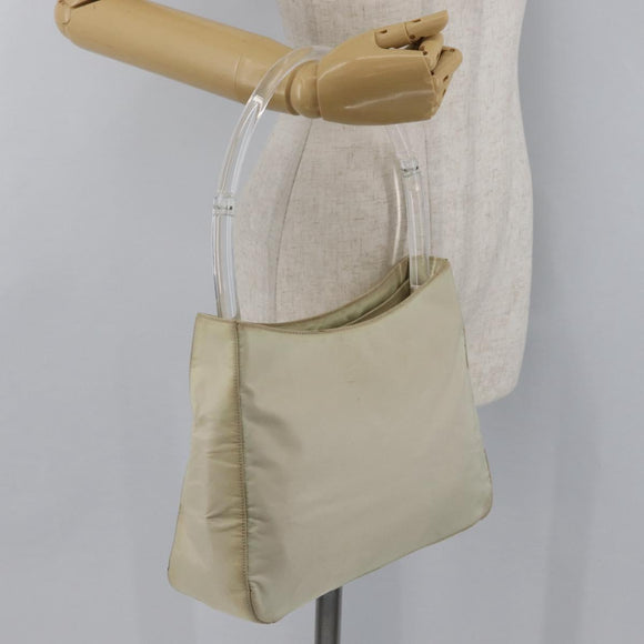 PRADA Hand Bag Nylon Ivory Silver Auth 175398