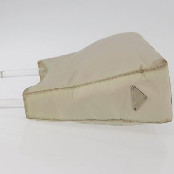 PRADA Hand Bag Nylon Ivory Silver Auth 175398