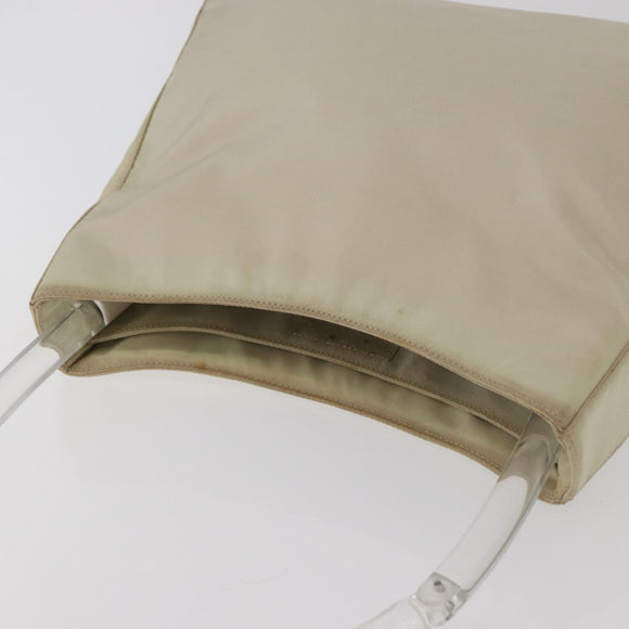 PRADA Hand Bag Nylon Ivory Silver Auth 175398