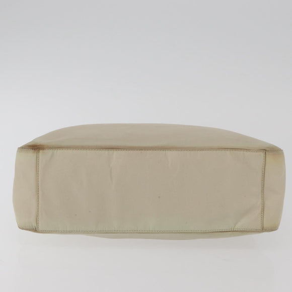 PRADA Hand Bag Nylon Ivory Silver Auth 175398
