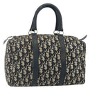 Christian Dior Trotter Canvas Boston Bag Navy Silver Auth 175414-1